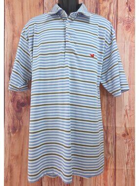 Southern Marsh Mens XL Striped Polo Shirt Blue Gray White Short Sleeve